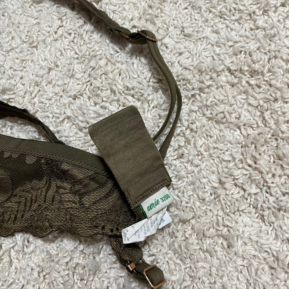 Aerie Size 32DD Green Lace Real Power Plunge Convertible Straps Underwire Bra - Picture 8 of 8